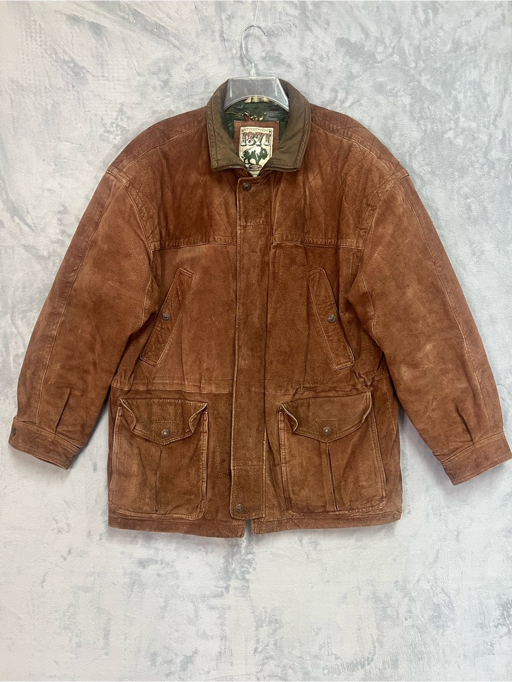 Vintage 1871 Buffalo Authentic Outdoor Suede Leather Field Jacket Quilted L